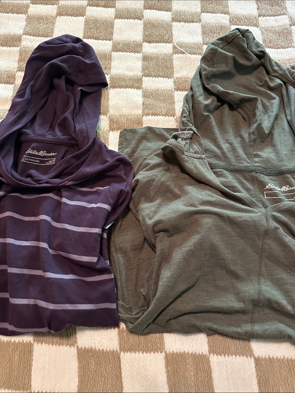 Eddie Bauer Purple Striped Hoodie & Olive Green Hoodie long sleeve